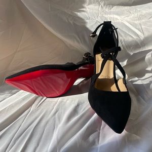 Beautiful, suede Christian Louboutin Red Bottoms. Lace up. Brand new, never worn
